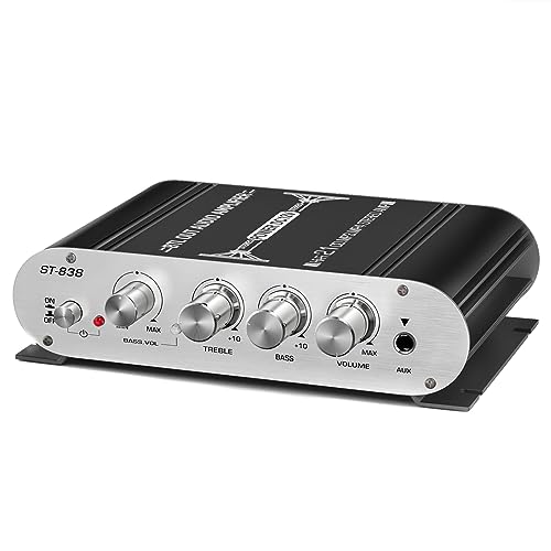 Mini Verstärker,Asudaro Heim Audio Musik Stereo HiFi Endstufe Mini-Verstärker Mit 2.1 Kanal Bass Subwoofer Ausgang 12v-24v 2x20w+40w Mini Digital Endstufe Platine Bass Und Treble Tuner Schwarz von Asudaro