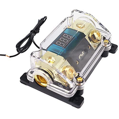 Sicherungshalter mit Digitalanzeige, Asudaro 100A Sicherungssitz Verteilerblock One out One Leistungsschalters kfz Stereo Sicherungskasten für Autoradio-Audio-Subwoofer 1×0GA IN(in)-2×4GAOUT(out) von Asudaro