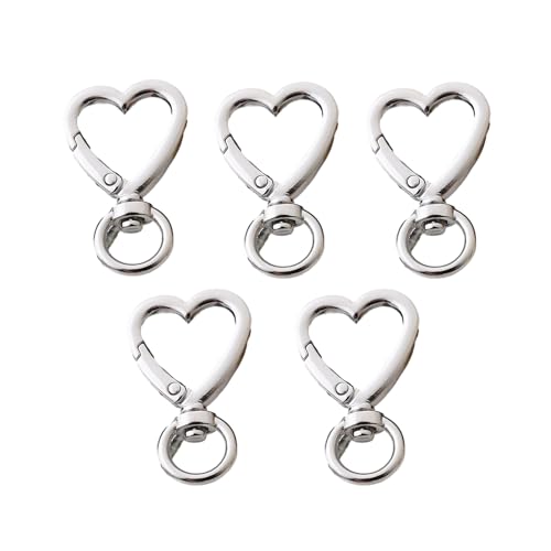 5 Stück Herz-Schlüsselanhänger-Verschlüsse, Legierung, Schlüsselanhänger, Projekt, drehbare Haken, modisches Accessoire für Taschen und Geldbörsen 5 Stück Herz-Schlüsselanhänger-Verschlüsse, Legierung, Schlüsselanhänger, Projekt, drehbare Haken, modisches Accessoire für Taschen und Geldbörsen von Asukohu