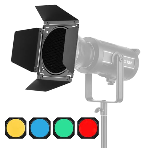 Scheunentür-Set für 17,8 cm Standard-Reflektor mit Wabengitter und 4 Farbfiltern, Fotografiezubehör, blinkendes Zubehör für Fotografie von Asukohu