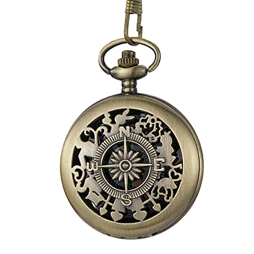 Survival-Taschenuhr-Kompass für Rucksackreisen, Wandern, mit Kette, wasserdicht, tragbar, Retro-Taschenkompass für Bootfahren, Taschenuhr-Kompass mit Kette, Uhrenklammer, Kompass, Gravur, von Asukohu