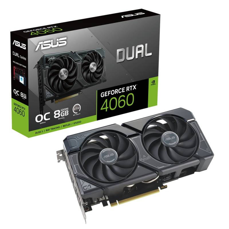 ASUS DUAL GeForce RTX 4060 OC Grafikkarte - 8GB GDDR6, 1x HDMI, 3x DP von Asus