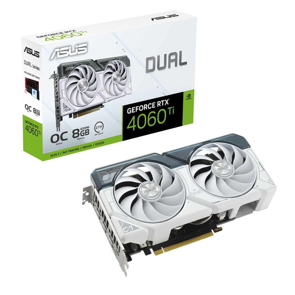 ASUS Dual GeForce RTX 4060 Ti White OC Grafikkarte - 8GB GDDR6X, 1x HDMI, 3x DP von Asus