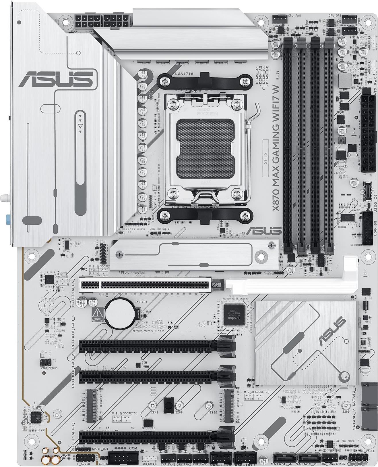 ASUS MB ASUS AMD AM5 X870 MAX GAMING WIFI7 White - Mainboard - AMD Sockel AM5 (Ryzen Zen4) (90MB1LZ0-M0EAY0) von Asus