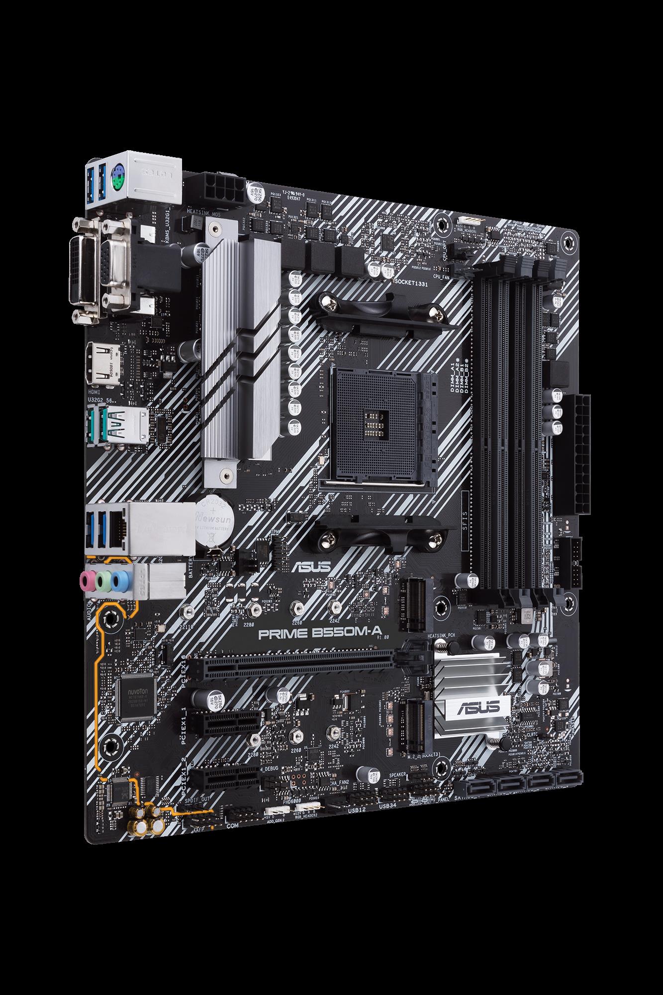 ASUS PRIME B550M-A/CSM - Motherboard - micro ATX - Socket AM4 - AMD B550 - USB 3.2 Gen 1, USB 3.2 Gen 2 - Gigabit LAN - Onboard-Grafik (CPU erforderlich) - HD Audio (8-Kanal) von Asus