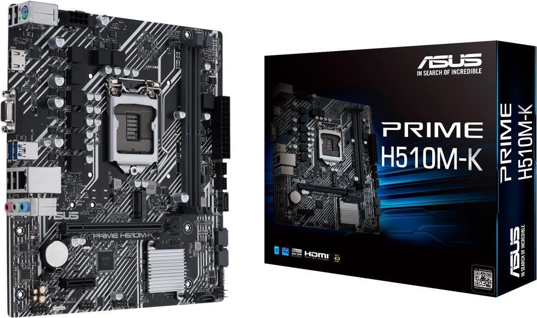 ASUS PRIME H510M-K - Motherboard - micro ATX - LGA1200-Sockel - H510 Chipsatz - USB 3.2 Gen 1 - Gigabit LAN - Onboard-Grafik (CPU erforderlich) - HD Audio (8-Kanal) von Asus