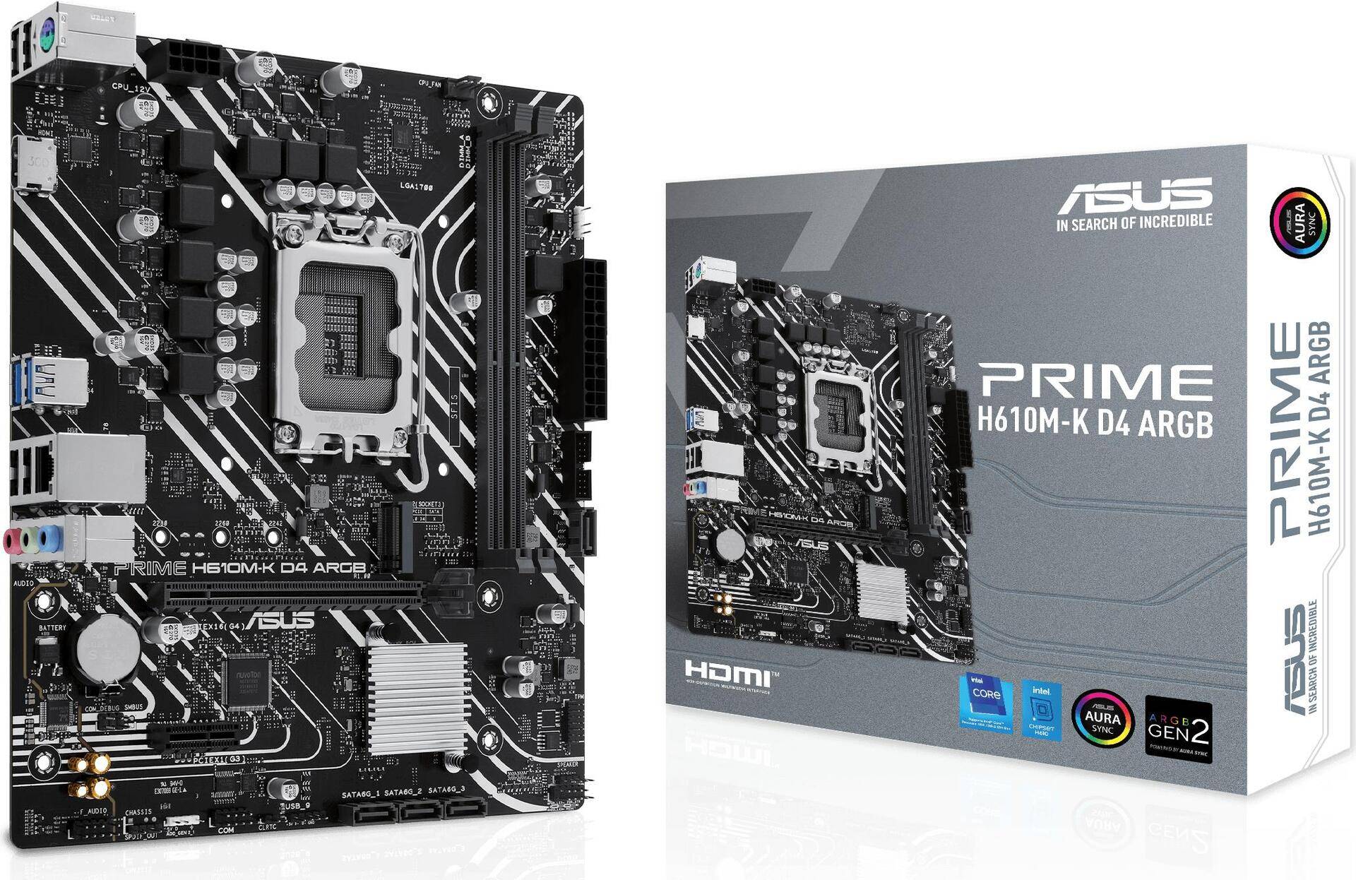 ASUS PRIME H610M-K D4 - Motherboard - micro ATX - LGA1700-Sockel - H610 Chipsatz - USB 3,2 Gen 1 - Gigabit LAN - Onboard-Grafik (CPU erforderlich) - HD Audio (8-Kanal) (90MB1HN0-M0EAY0) von Asus