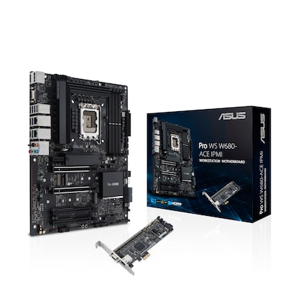 ASUS Pro WS W680-ACE Workstation Mainboard Sockel 1700, IPMI Erweiterungskarte von Asus
