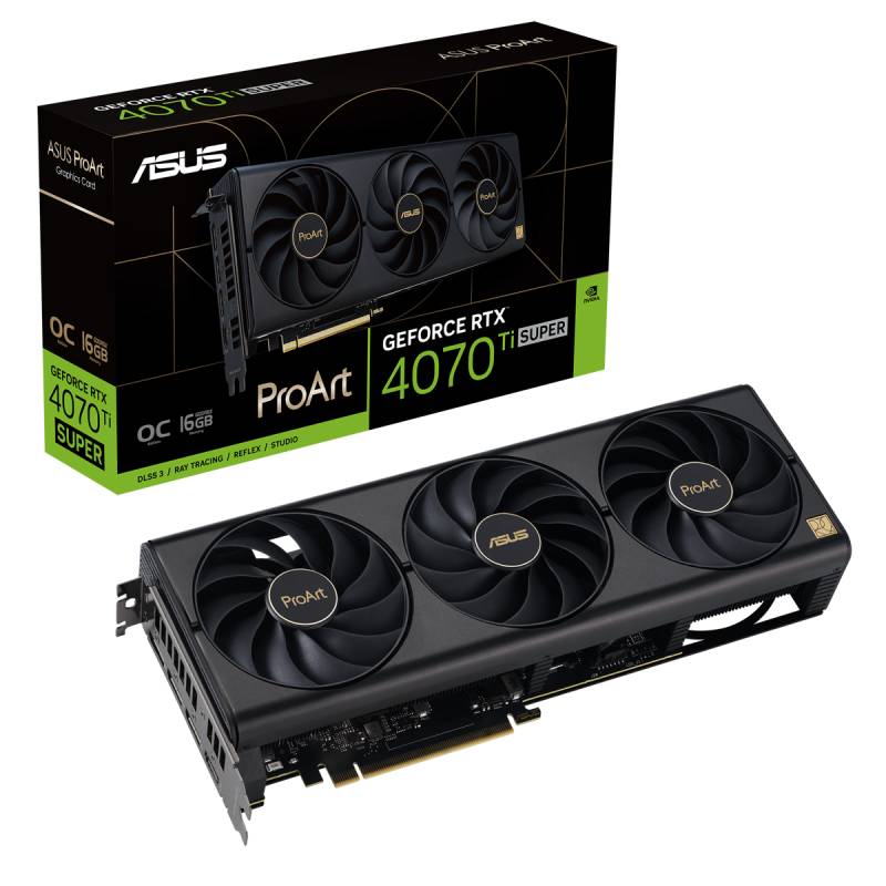 ASUS ProArt GeForce RTX 4070 Ti SUPER OC Grafikkarte - 16GB GDDR6X, HDMI, 3x DP von Asus