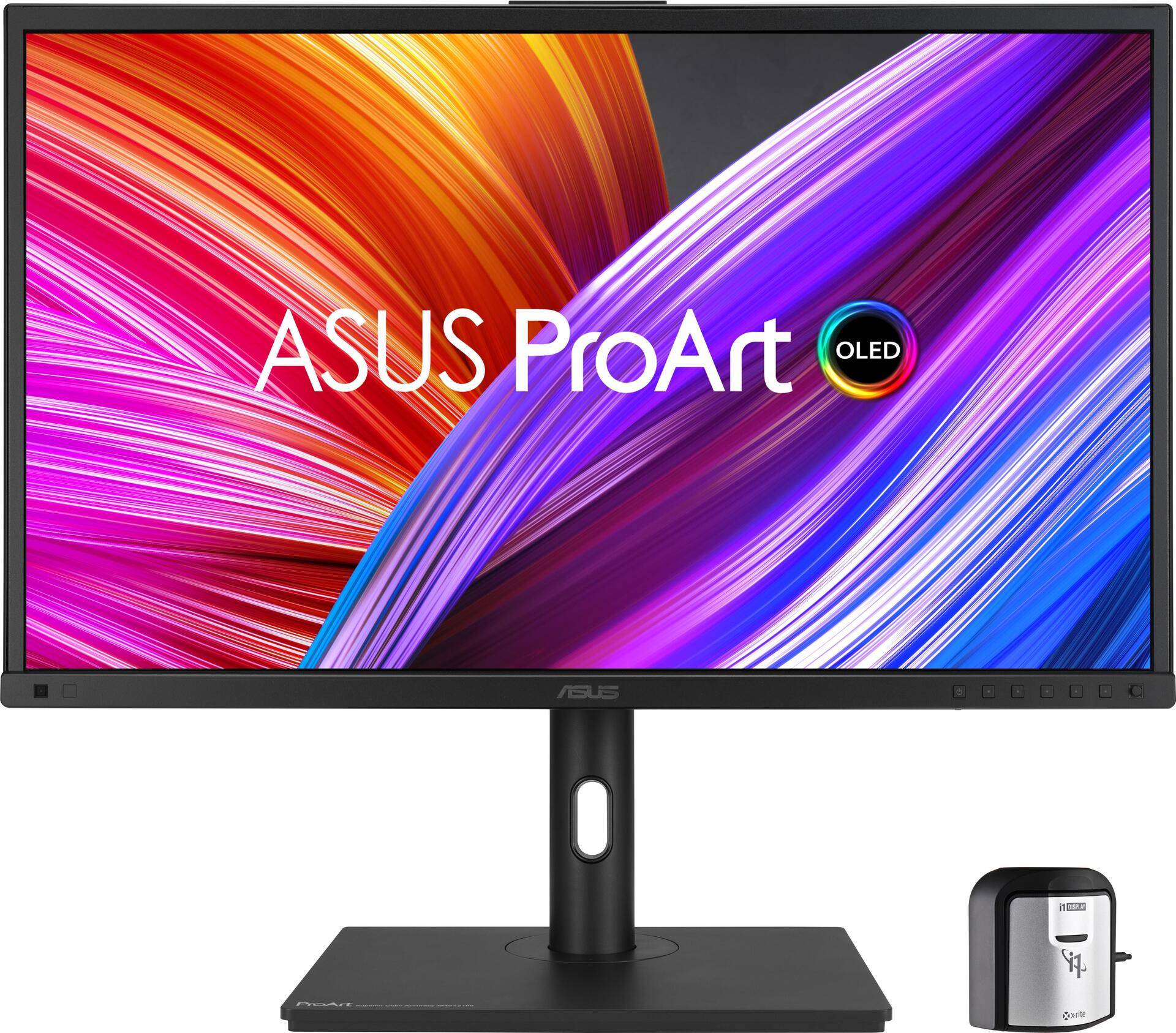 ASUS ProArt PA27DCE-K. Bildschirmdiagonale: 68,3 cm (26.9), Display-Auflösung: 3840 x 2160 Pixel, HD-Typ: 4K Ultra HD, Bildschirmtechnologie: OLED, Reaktionszeit: 0,1 ms, Natives Seitenverhältnis: 16:9, Bildwinkel, horizontal: 178°, Bildwinkel, vertikal: 178°. Eingebaute Lautsprecher. Integrierter USB-Hub, USB-Hub-Version: 3.2 Gen 1 (3.1 Gen 1). VESA-Halterung, Höhenverstellung. Produktfarbe: Schwarz (90LM0810-B01I70) von Asus