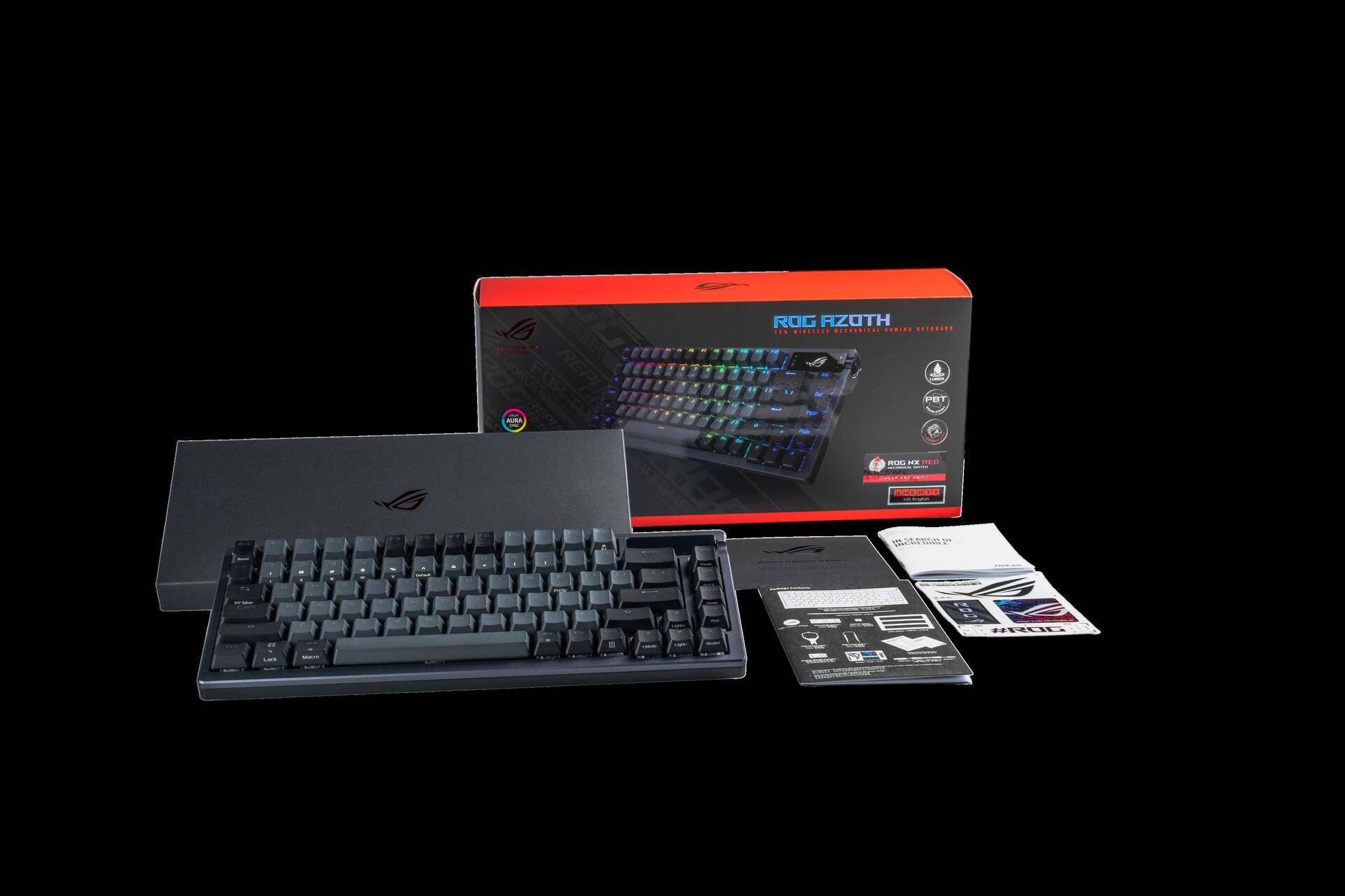 ASUS ROG Azoth Gaming-Tastatur USB + RF Wireless + Bluetooth QWERTYZ Schwarz (90MP0316-BKDA01) von Asus