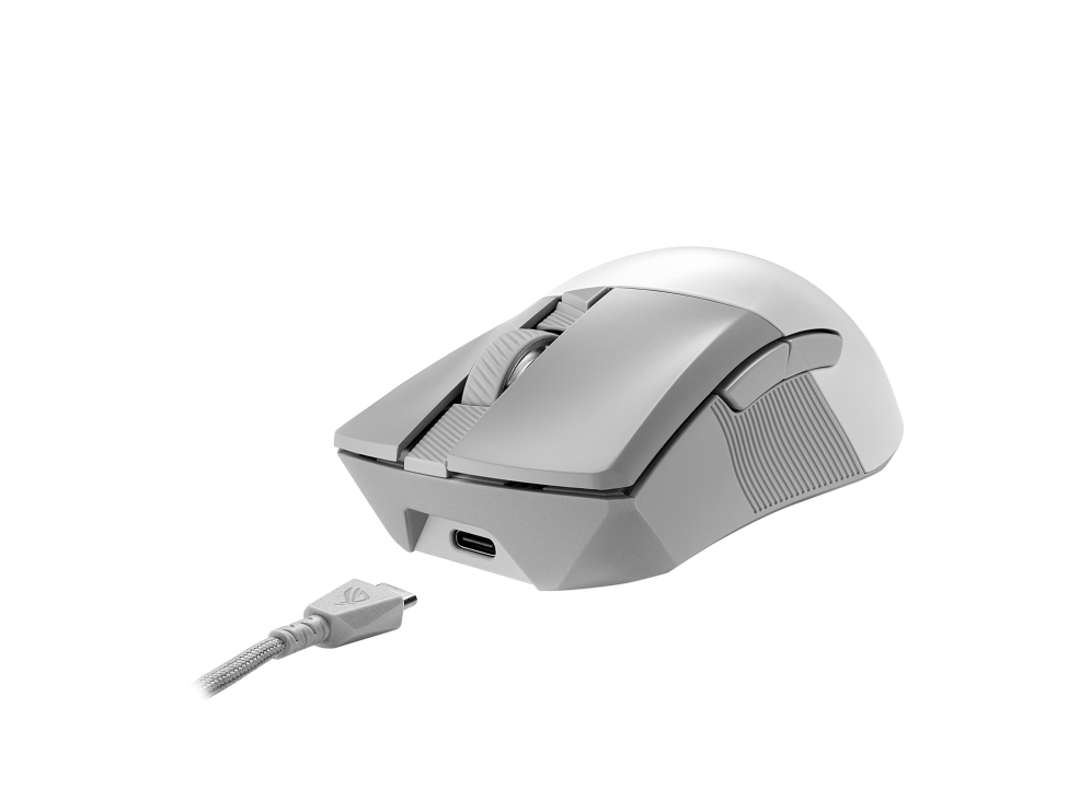ASUS ROG Gladius III Wireless Aimpoint White Maus rechts RF Wireless + Bluetooth + USB Type-A Optisch 36000 DPI (90MP02Y0-BMUA10) (geöffnet) von Asus