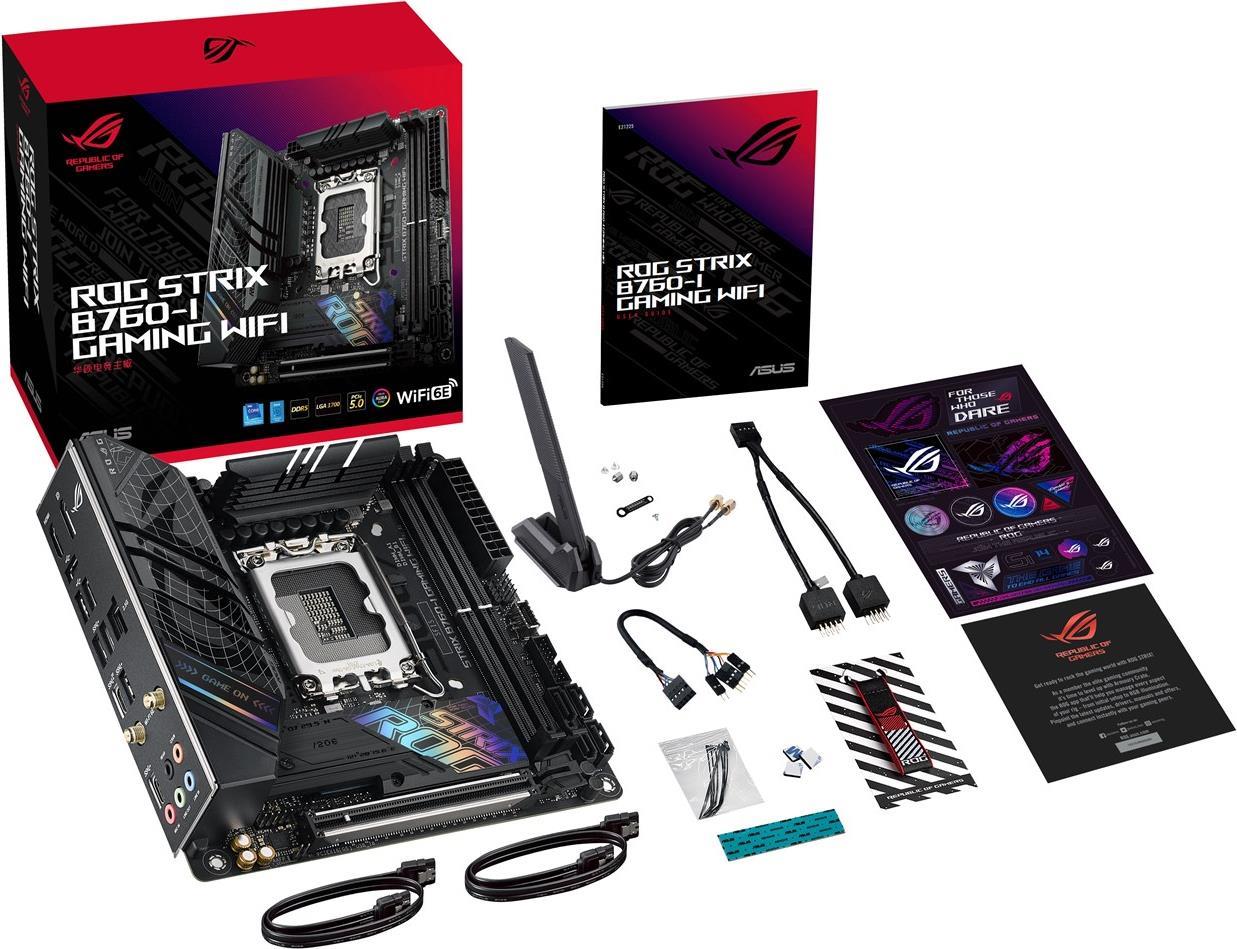 ASUS ROG STRIX B760-I GAMING WIFI - Intel - LGA 1700 - Intel® Celeron® - Intel® Core i3 - Intel® Core i5 - Intel® Core i7 - Intel® Core i9,... - LGA 1700 - DDR5-SDRAM - 64 GB (90MB1D90-M0EAY0) von Asus