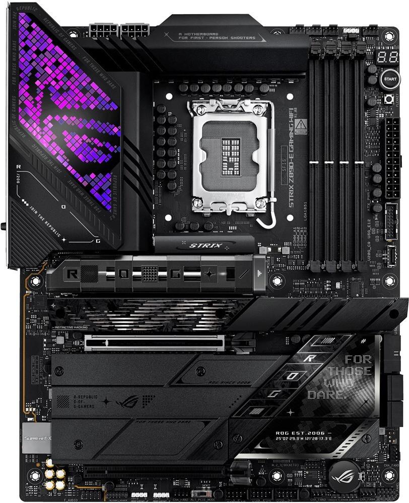 ASUS ROG STRIX Z890-E GAMING WIFI - Motherboard - ATX - LGA1851-Sockel - Z890 Chipsatz - USB-C 3,2 Gen 2x2, USB 3,2 Gen 1, USB 3,2 Gen 2, USB-C 3,2 Gen2, USB4 - 5 Gigabit Ethernet, Wi-Fi 7, Bluetooth - Onboard-Grafik (CPU erforderlich) - HD Audio (8-Kanal) (90MB1IM0-M0EAY0) von Asus