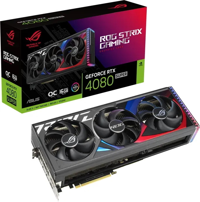 ASUS ROG Strix GeForce RTX 4080 SUPER OC Grafikkarte - 16GB GDDR6X, 2x HDMI, 3x DP von Asus