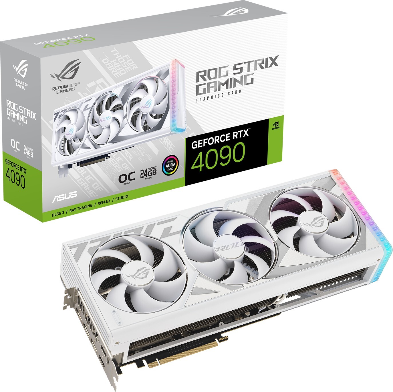 ASUS ROG Strix GeForce RTX 4090 OC White Grafikkarte - 24GB GDDR6X, 2x HDMI, 3x DP von Asus