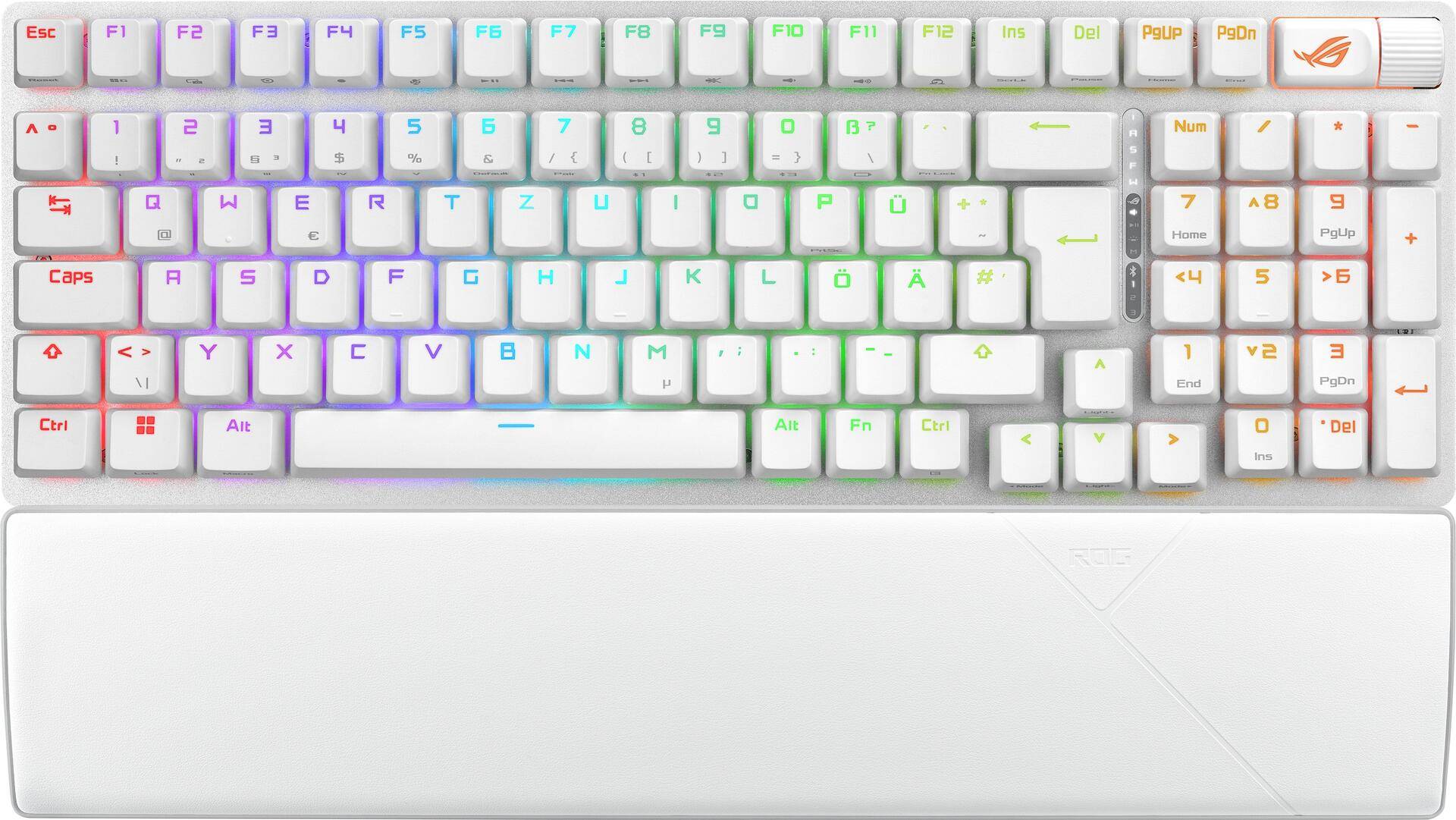 ASUS ROG Strix Scope II 96 - Tastatur - 96% - backlit - kabellos - USB, 2.4 GHz, Bluetooth 5.1 - Tastenschalter: ROG NX (hot-swappable) - weiß (90MP037A-BKDA30) von Asus