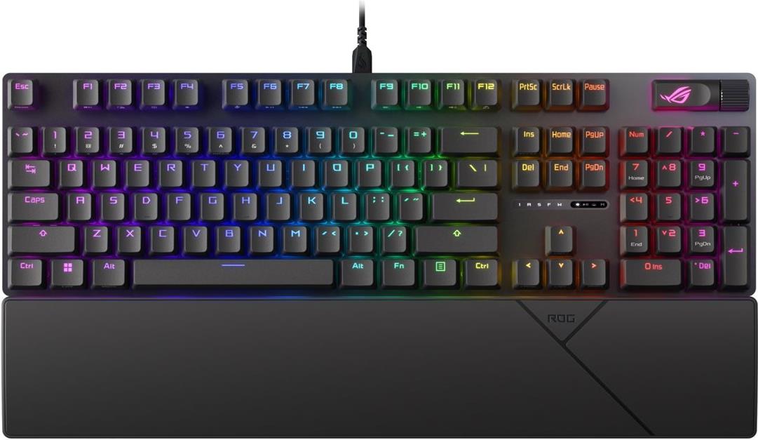 ASUS ROG Strix Scope II - Tastatur - Hotswap-fähig - backlit - kabellos - USB, 2.4 GHz, Bluetooth 5.1 - QWERTZ - Deutsch - Tastenschalter: ROG NX - Schwarz (90MP036A-BKDA01) von Asus