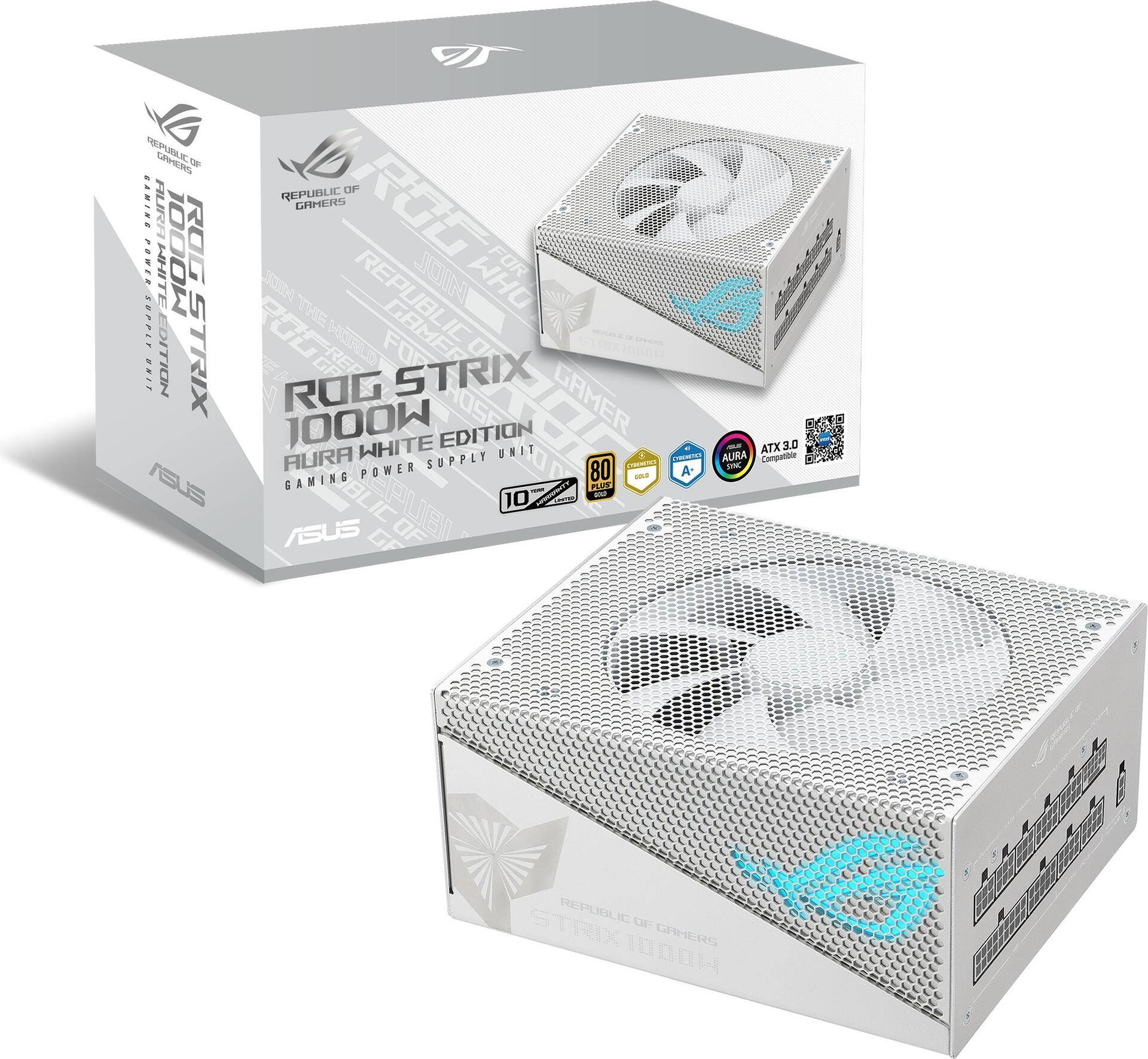 ASUS ROG Strix - White Edition - Netzteil (intern) - ATX12V 3.0/ EPS12V - 80 PLUS Gold - Wechselstrom 100-240 V - 1000 Watt - aktive PFC - wei� (90YE00P5-B0NA00) von Asus