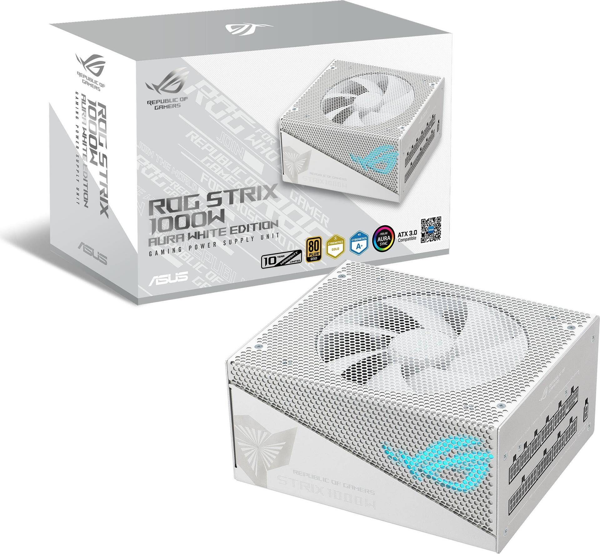 ASUS ROG Strix - White Edition - Netzteil (intern) - ATX12V 3.0/ EPS12V - 80 PLUS Gold - Wechselstrom 100-240 V - 1000 Watt - aktive PFC - weiß (90YE00P5-B0NA00) von Asus