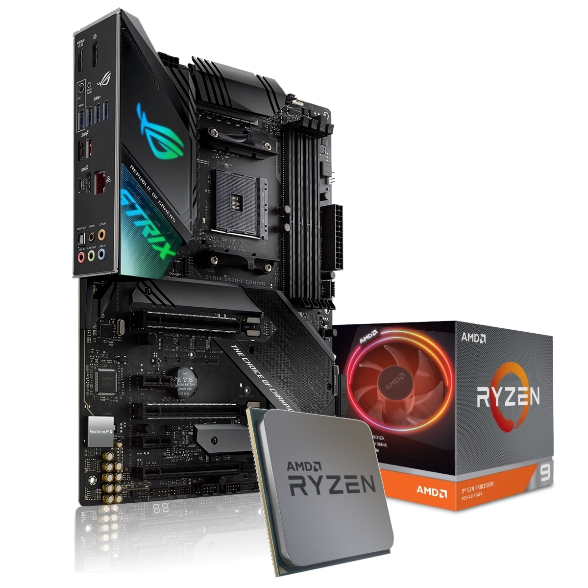ASUS ROG Strix X570-F Gaming Mainboard + AMD Ryzen 9 3900X CPU von Asus