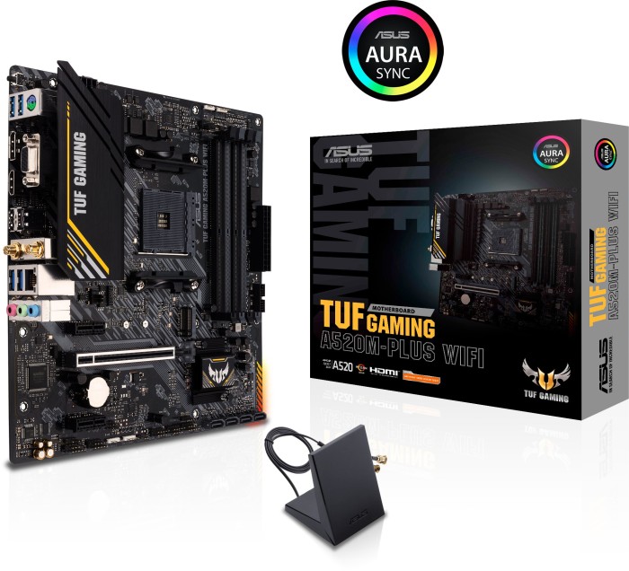 ASUS TUF GAMING A520M-PLUS WIFI - Motherboard - micro ATX - Socket AM4 - AMD A520 Chipsatz - USB 3.2 Gen 1 - Bluetooth, Gigabit LAN, Wi-Fi - Onboard-Grafik (CPU erforderlich) - HD Audio (8-Kanal) von Asus