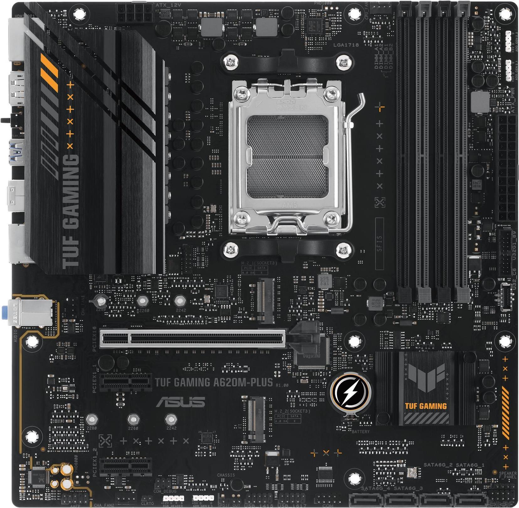 ASUS TUF GAMING A620M-PLUS - Motherboard - micro ATX - Socket AM5 - AMD A620 Chipsatz - USB 3.1 Gen 1, USB-C 3.2 Gen 1 - 2.5 Gigabit LAN - Onboard-Grafik (CPU erforderlich) - HD Audio (8-Kanal) von Asus