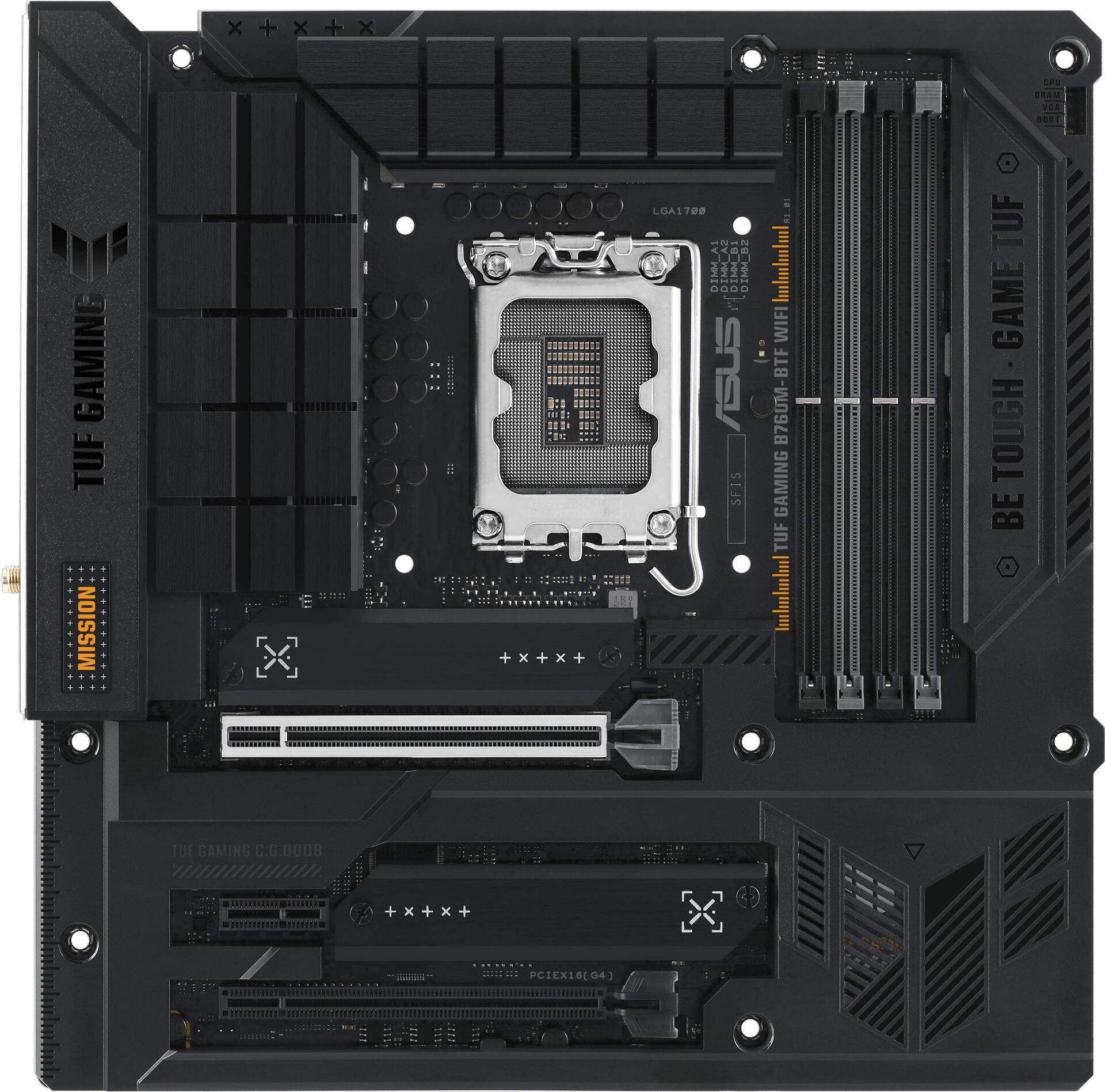 ASUS TUF GAMING B760M-BTF WIFI - Intel - LGA 1700 - Intel® Celeron® - Intel® Core i3 - Intel® Core i5 - Intel® Core i7 - Intel® Core i9,... - LGA 1700 - DDR5-SDRAM - 192 GB (90MB1G50-M0EAY0) von Asus
