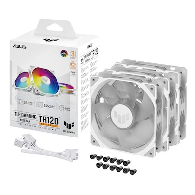 ASUS TUF GAMING TR120 ARGB 3x Gehäuselüfter Reverse weiß, 120 mm, PWM ASUS TUF GAMING TR120 ARGB 3x Gehäuselüfter Reverse weiß, 120 mm, PWM von Asus