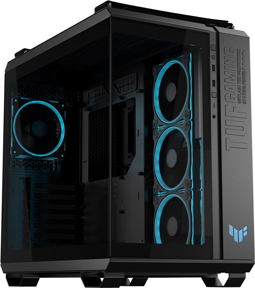 ASUS TUF Gaming GT502 Horizon - Mid tower Gaming - ATX - Seitenteil mit Fenster (gehärtetes Glas) - keine Spannungsversorgung - Classic Black - USB/Audio (90DC0090-B19020) von Asus