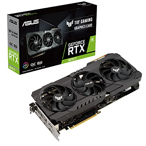 ASUS TUF GeForce RTX 3070 TI 8GB OC Version Gaming Grafikkarte (Nvidia Ampere, PCIe 4.0, DLSS, Raytracing, GDDR6 Speicher, 2x HDMI 2.1, 3x DisplayPort 1.4a, TUF-RTX3070TI-O8G-GAMING) von Asus
