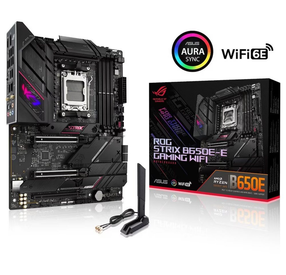 Asus ASUS ROG Strix B650E-E Gaming WIFI 6E- PCIe 5.0, DDR5 Mainboard RGB Aura Sync, Ryzen 7000 ready, AMD B650 Chipsatz Asus ASUS ROG Strix B650E-E Gaming WIFI 6E- PCIe 5.0, DDR5 Mainboard RGB Aura Sync, Ryzen 7000 ready, AMD B650 Chipsatz von Asus