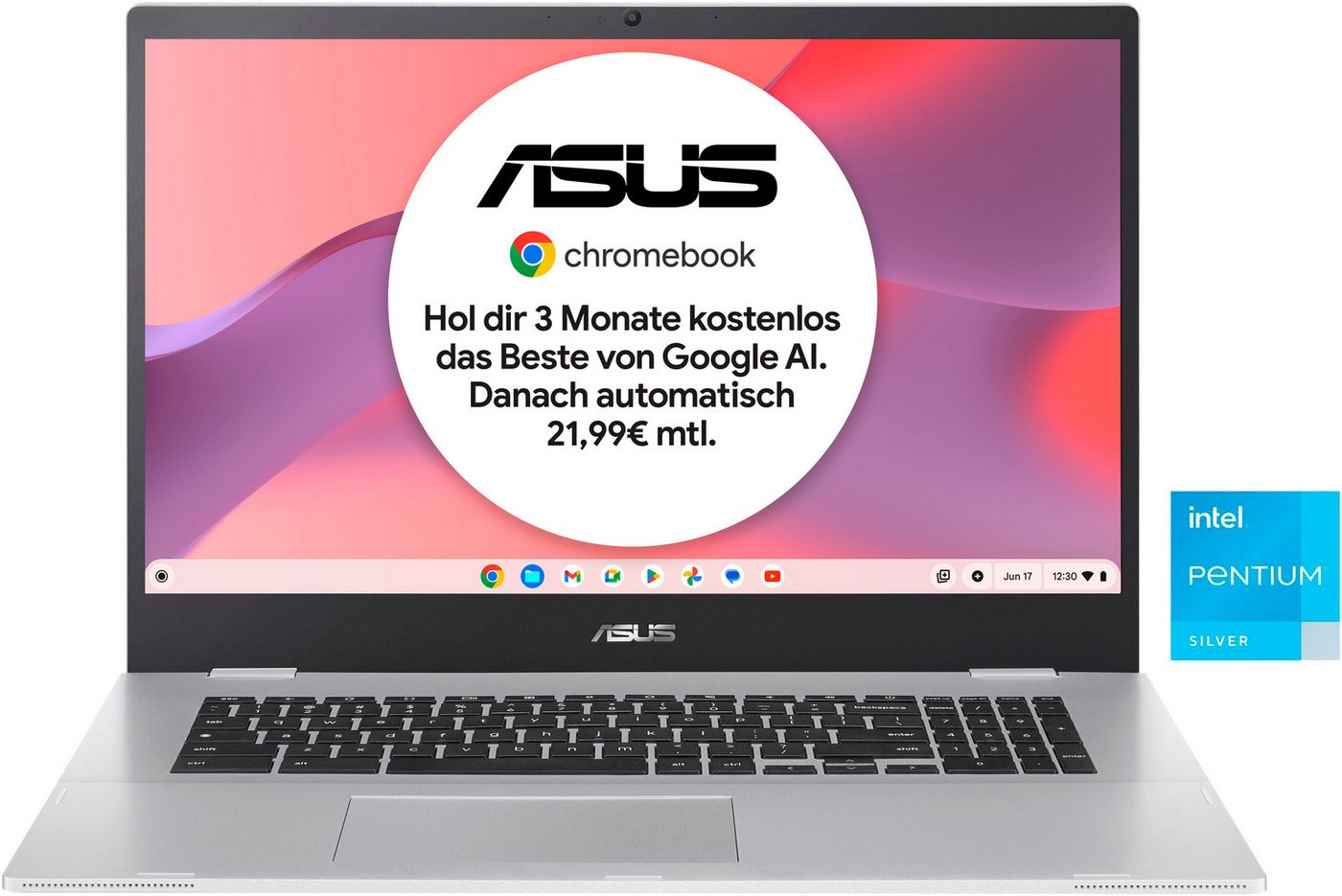 Asus CX1 CX1500CKA-EJ0161 Chromebook (39,6 cm/15,6 Zoll, Intel Pentium Silber N6000, UHD Graphics, ChromeOS, Clamshell Laptop) von Asus