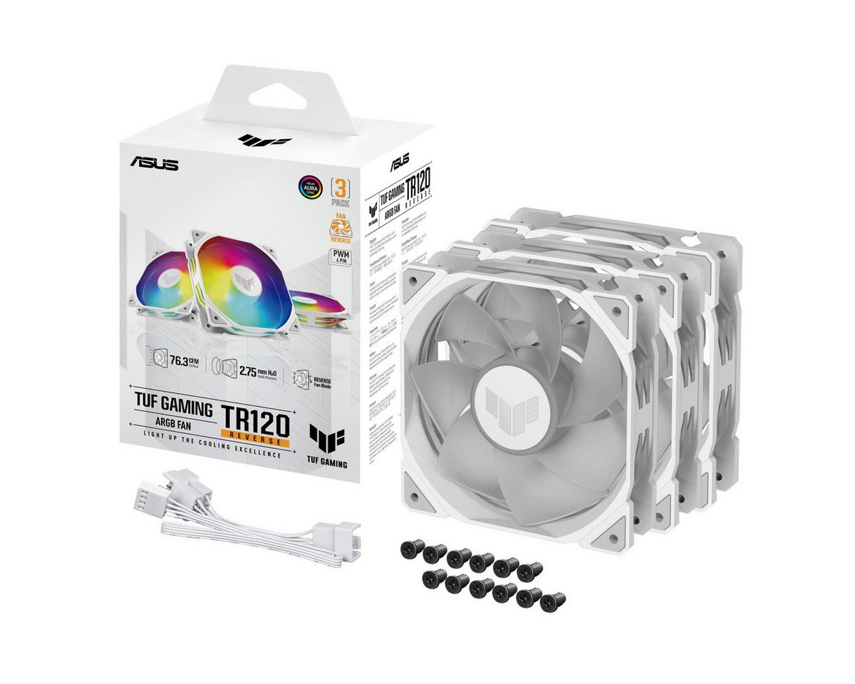 Asus Gehäuselüfter TR120 ARGB Reverse Blade White 3IN1 Asus Gehäuselüfter TR120 ARGB Reverse Blade White 3IN1 von Asus