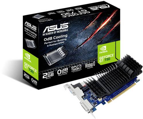 Asus Grafikkarte Nvidia GeForce GT730 2GB GDDR5-RAM PCIe HDMI®, DVI Low Profile, Passiv gekühlt von Asus