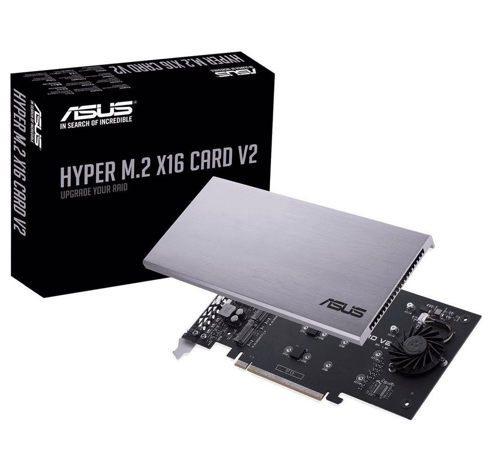 Asus Hyper M.2 X16 Card V2 Modulkarte PCIe 3.0 x16 zu M.2 NVMe, RAID-Controller Asus Hyper M.2 X16 Card V2 Modulkarte PCIe 3.0 x16 zu M.2 NVMe, RAID-Controller von Asus
