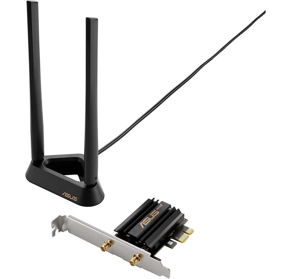 Asus PCE-AXE59BT AXE5400 WiFi 6E PCI-E Adapter Netzwerk-Adapter Kabelgebunden, WLAN zu PCI Express, 6GHz Band 160MHz, Bluetooth 5.2, WPA3, OFDMA, MU-MIMO, 2 Antennen von Asus