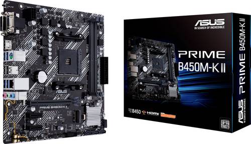 Asus PRIME B450M-K II Mainboard Sockel (PC) AMD AM4 Formfaktor (Details) Micro-ATX Mainboard-Chipsat von Asus