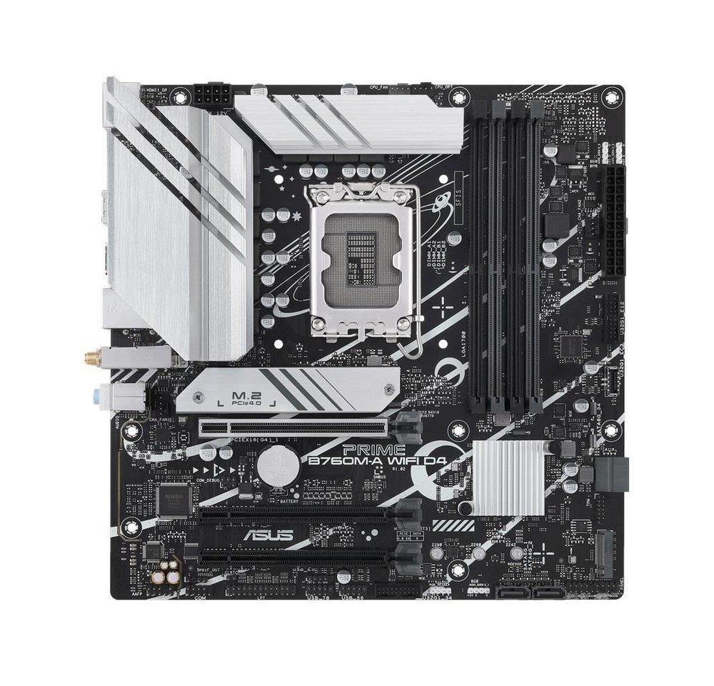 Asus PRIME B760M-A Mainboard Aura Sync RGB-Beleuchtung, (WIFI D4 Gaming Mainboard Sockel, 1-St., RAM 128 GB), Intel, LGA 1700, mATX, DDR4, PCIe 4.0, M.2, WiFi 6 von Asus