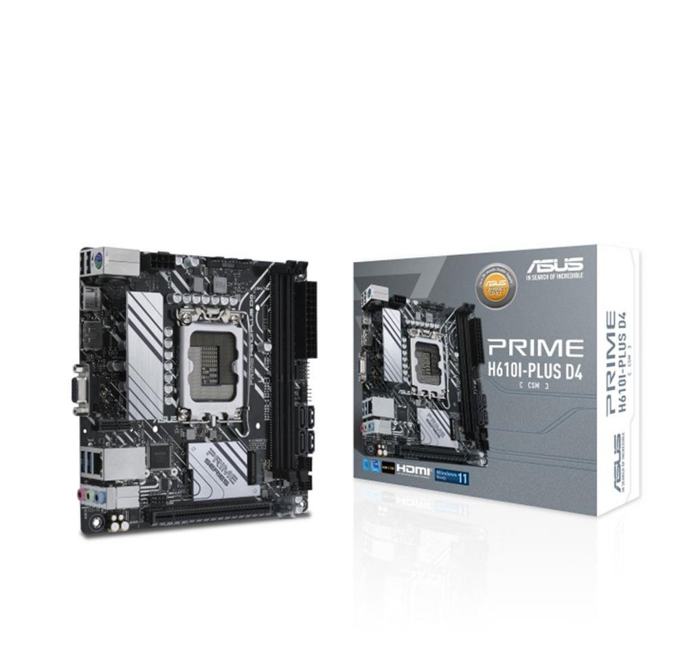 Asus PRIME H610I-PLUS D4-CSM Mainboard, Intel H610, LGA 1700, Mini-ITX, DDR4, PCIe 4.0, M.2, 1Gb Ethernet von Asus