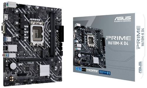 Asus PRIME H610M-K D4 ARGB Mainboard Sockel (PC) Intel® 1700 Formfaktor (Details) Micro-ATX Mainboa von Asus