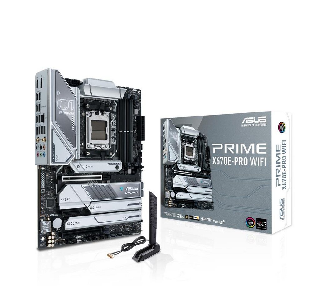 Asus PRIME X670E-PRO WIFI Mainboard, AMD AM5 Ryzen 7000, ATX, PCIe 5.0, M.2, DDR5, für Gaming von Asus