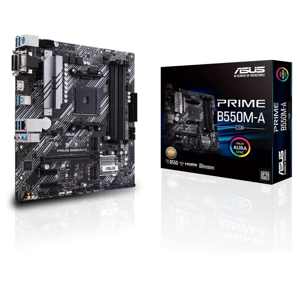 Asus Prime B550M-A CSM Mainboard, (Mainboard Sockel, 1-St., RAM 128 GB), AM4 micro ATX Ryzen PCIe 4.0 M.2 WiFi 6 von Asus