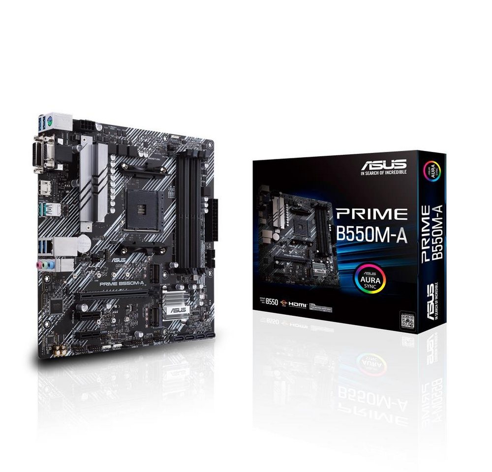 Asus Prime B550M-A Mainboard, Sockel AM4, micro ATX Ryzen, PCIe 4.0, M.2, Ethernet, SATA, USB von Asus