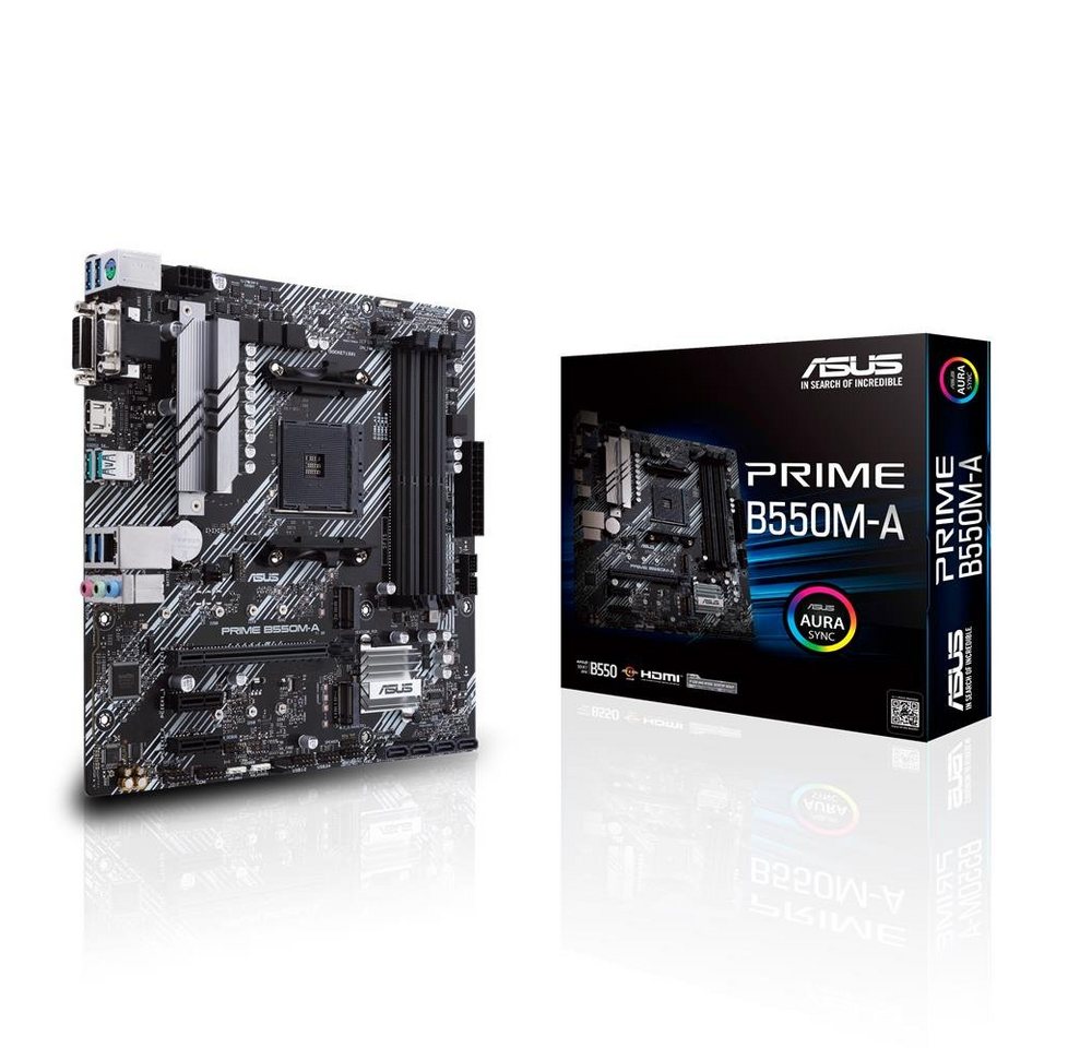Asus Prime B550M-A Mainboard, Sockel AM4, micro ATX Ryzen, PCIe 4.0, M.2, Ethernet, SATA, USB Asus Prime B550M-A Mainboard, Sockel AM4, micro ATX Ryzen, PCIe 4.0, M.2, Ethernet, SATA, USB von Asus