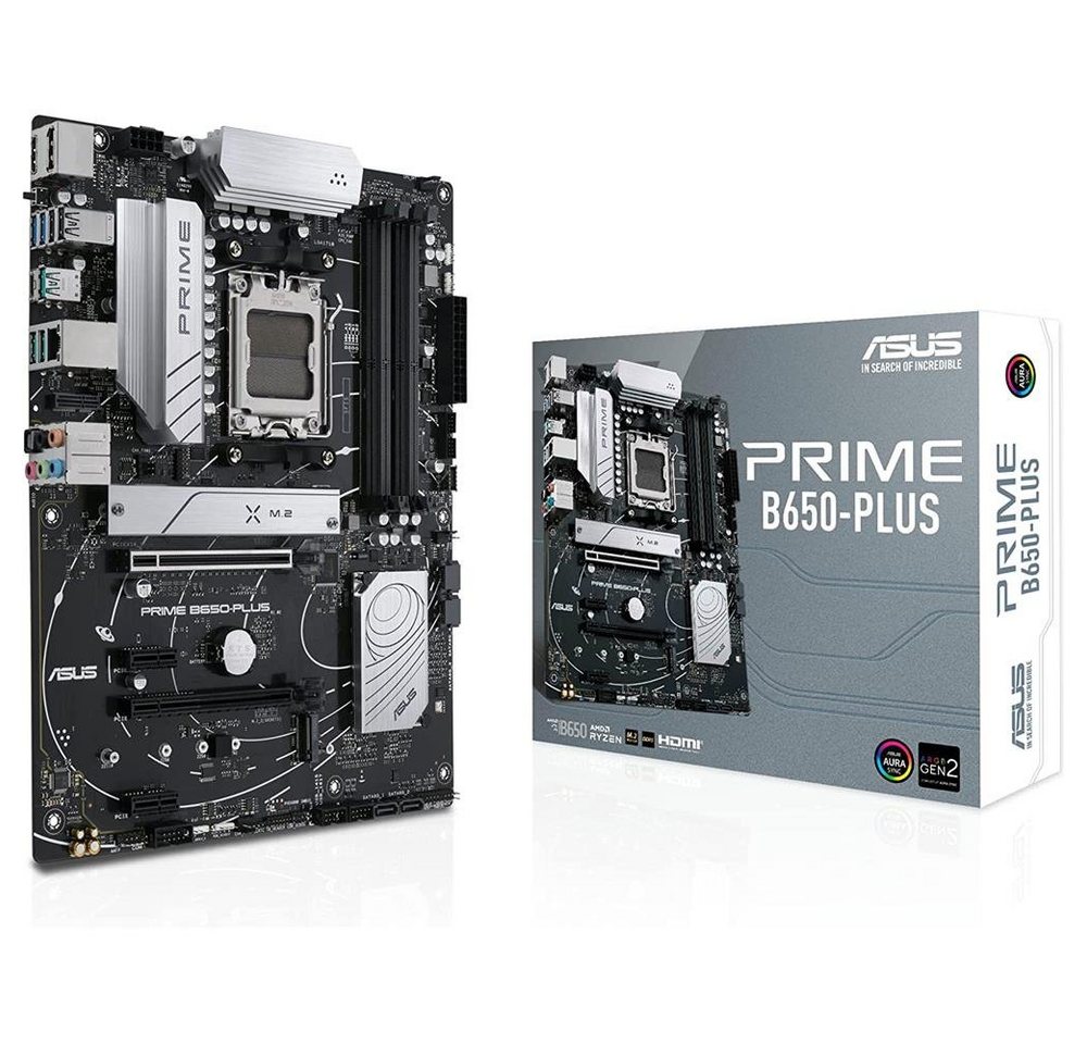 Asus Prime B650-PLUS Mainboard Aura Sync RGB-Beleuchtung, (Gaming Mainboard Sockel, 1-St., RAM 128 GB), AMD, AM5, Ryzen 7000, ATX, DDR5 Speicher, PCIe 5.0 M.2, USB 3.2 Gen von Asus