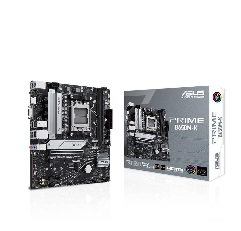 Asus Prime B650M-K Mainboard Aura Sync RGB-Beleuchtung, AMD AM5, Ryzen 7000, micro-ATX, DDR5, PCIe 5.0, BIOS Flashback von Asus