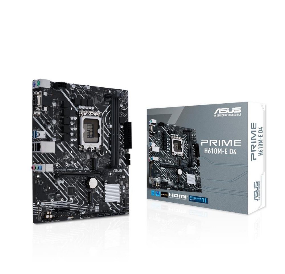 Asus Prime H610M-E D4-CSM Mainboard Q-LED-Core, (Business Mainboard Sockel, 1-St., Intel LGA 1700), mATX PCIe 4.0 1Gb Ethernet von Asus