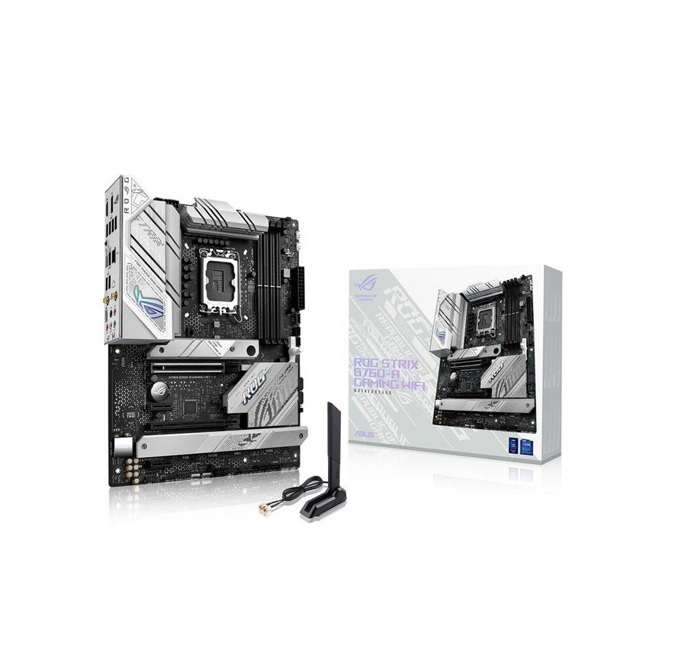 Asus ROG STRIX B760-A GAMING WIFI Mainboard, Intel LGA 1700, ATX, DDR5, PCIe 5.0, WiFi 6E, weiß von Asus