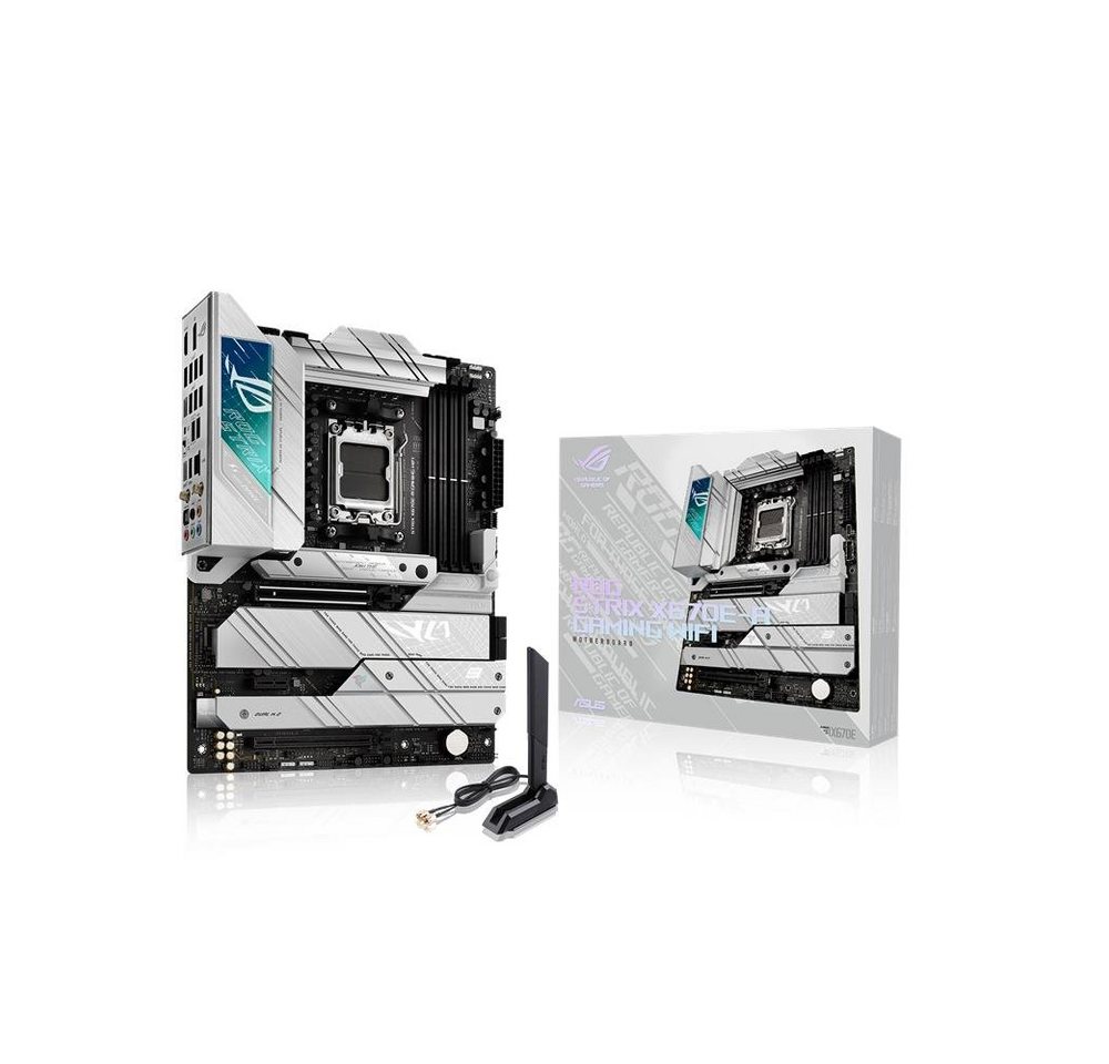 Asus ROG STRIX X670E-A Mainboard Aura Sync RGB-Beleuchtung, (Gaming Mainboard Sockel, 1-St., RAM 128 GB), AMD, AM5, Ryzen 7000, ATX, DDR5 Speicher, M.2, USB 3.2 Gen, PCIe 5.0 von Asus